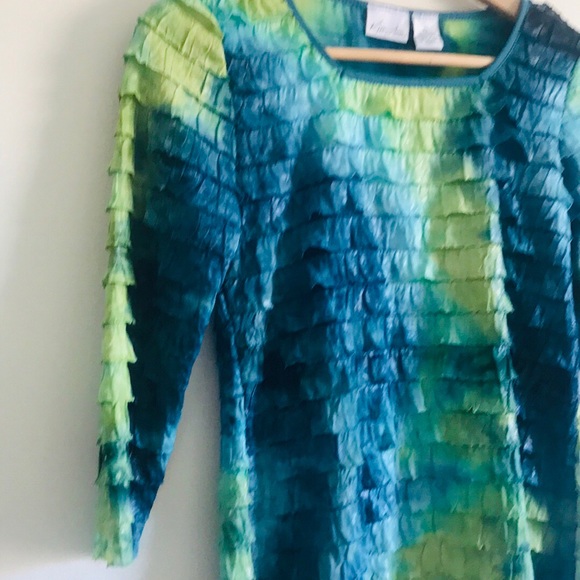 KIM ROGERS RUFFLED LAYERED BLOUSE TOP - Picture 3 of 8